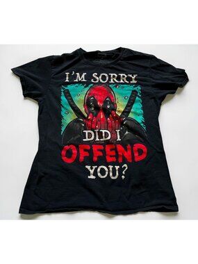 Marvel Deadpool Graphic T-Shirt Im Sorry Did I Offend You Graphic Size M Black
